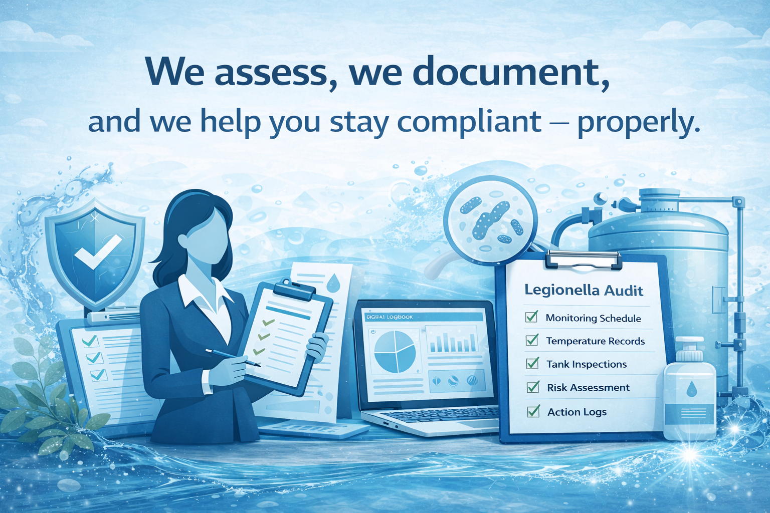 Legionella risk assessment, compliance documentation and monitoring services by Edge Water Hygiene, helping businesses stay compliant.